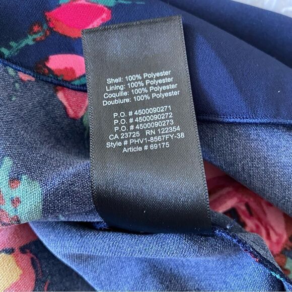 Aritzia Brand Babaton Navy Floral Wrap Flutter Sleeve High-Low Dress Size 4 - Picture 10 of 13